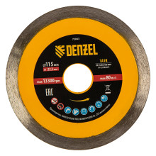 Диск алмазный Denzel 115х22,2 мм, сплошной, супертонкий, горячий пресс, мокрое резание