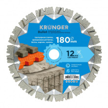 Диск алмазный сегментный по армированному бетону Kronger 180 мм Bullet Диск алмазный сегментный по армированному бетону Kronger 180 мм Bullet