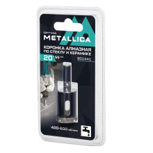 Коронка алмазная METALLICA Optima 20x55 мм, #80, по стеклу, плитке, 1 шт, в блистере.
