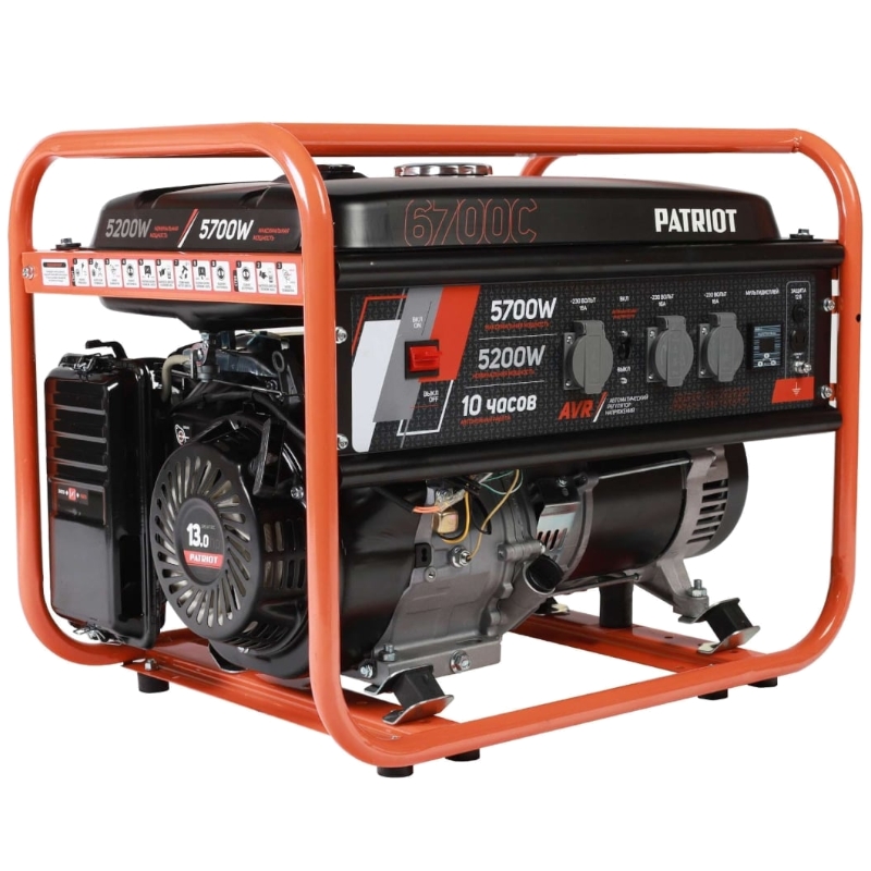 Генератор бензиновый PATRIOT GRS 6700C, 13лс, 5700Вт, объем 25л