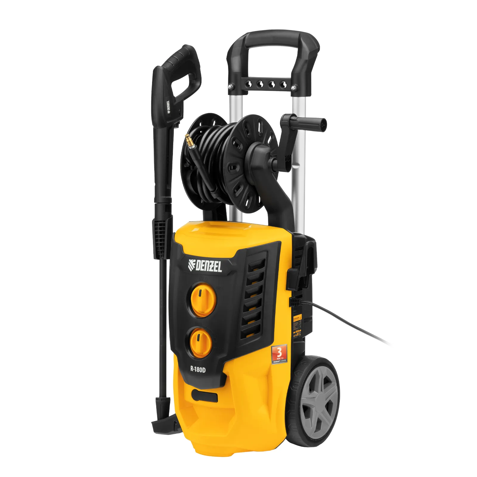 Мойка высокого давления Denzel R-180D, 2200 Вт, 180 бар, 380 л/ч, с барабаном