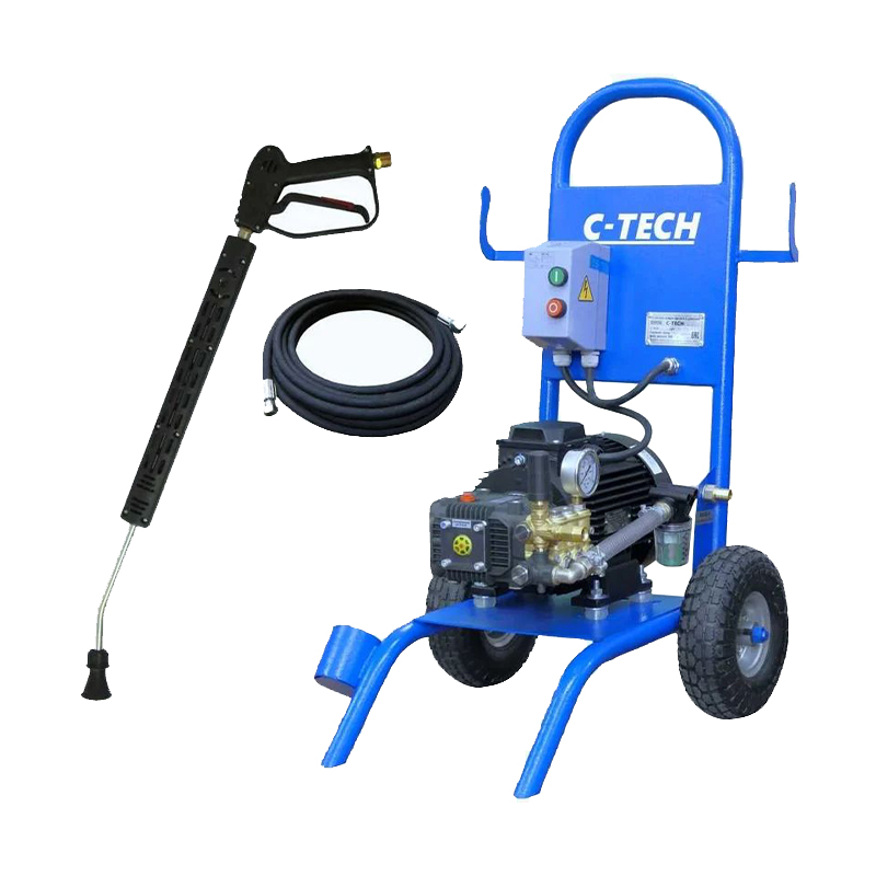 Мойка высокого давления АВД C-TECH (200 бар, 15 л/мин, 5.5кВт) ByPass + комплект ручной мойки