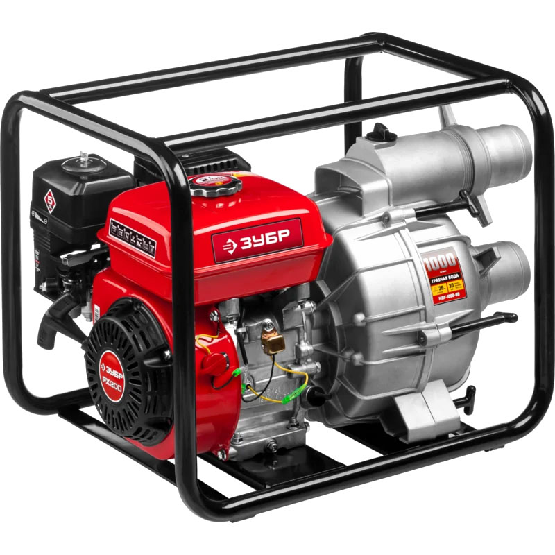 Мотопомпа бензиновая ЗУБР МПГ-1000-80 для грязной воды