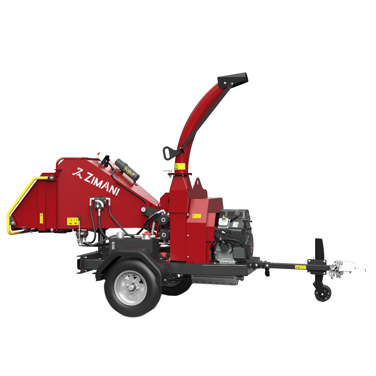 Измельчитель древесины ZIMANI LS150D на колесном шасси (18,3кВт/25л.с;713см3;Dветок 150 мм;на шасси)