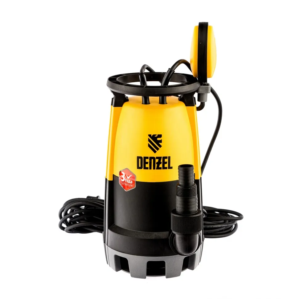 Дренажный насос для чистой и грязной воды Denzel DP-600S, 600 Вт, напор 7 м, 13000 л/ч Дренажный насос для чистой и грязной воды Denzel DP-600S, 600 Вт, напор 7 м, 13000 л/ч