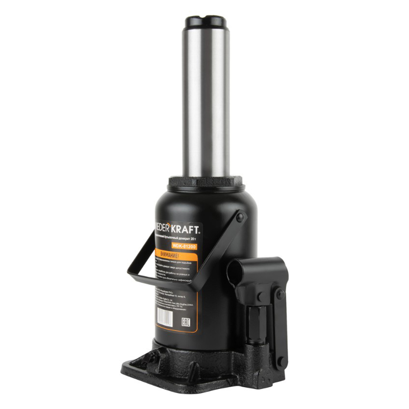 Домкрат бутылочный WIEDERKRAFT WDK-81160 16 т гидравлический высота 440 черный