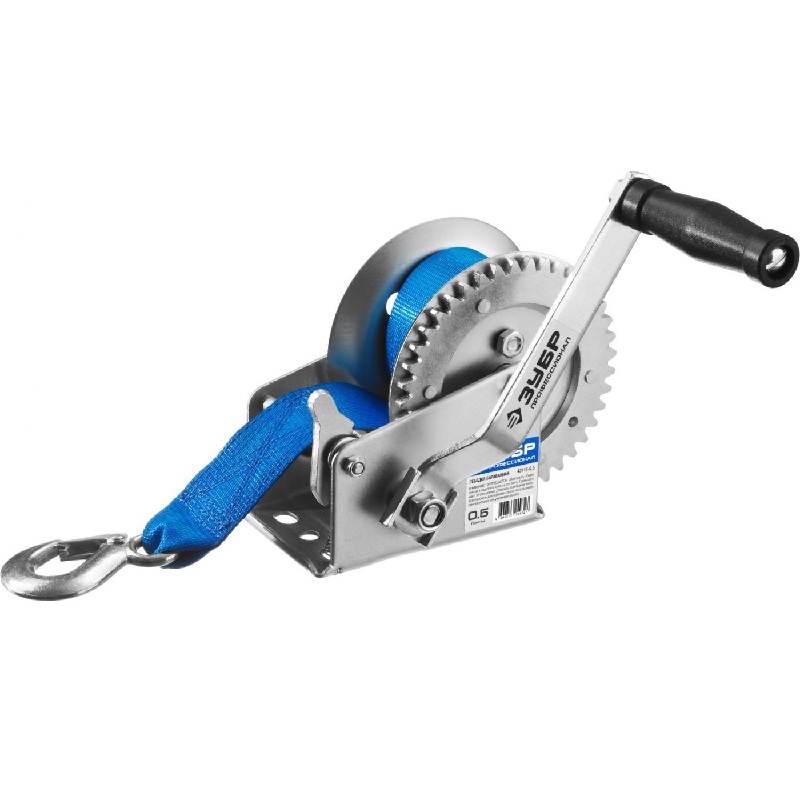 Лебедка ручная барабанная ЗУБР Профессионал 1,1 т 10 м (тяговая, ленточная)