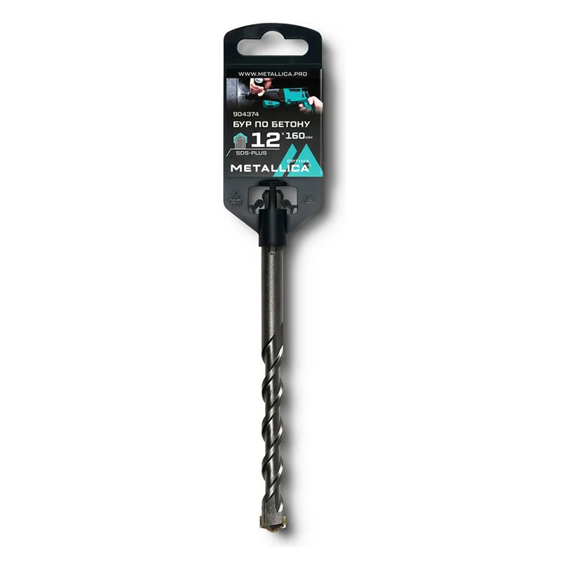 Бур по бетону SDS-plus METALLICA Optima 12 х160/100 мм, напайка с центром, 2 спирали Бур по бетону SDS-plus METALLICA Optima 12 х160/100 мм, напайка с центром, 2 спирали