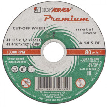 Круг отрезной по металлу и нержавеющей стали, 115 х 1.6 х 22 мм, Премиум Луга Россия
