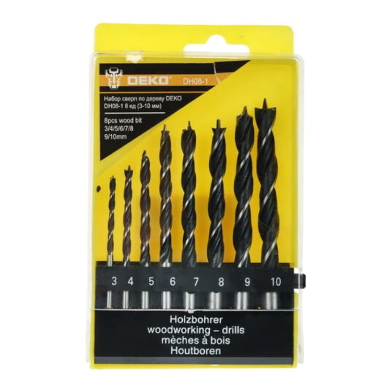 Набор сверл по дереву DEKO DH08-1 8 ед (3-10 мм)