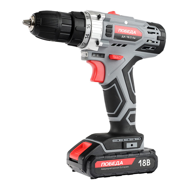 Дрель-шуруповерт аккумуляторная ПОБЕДА ДА-18/2 Ли (кейс)