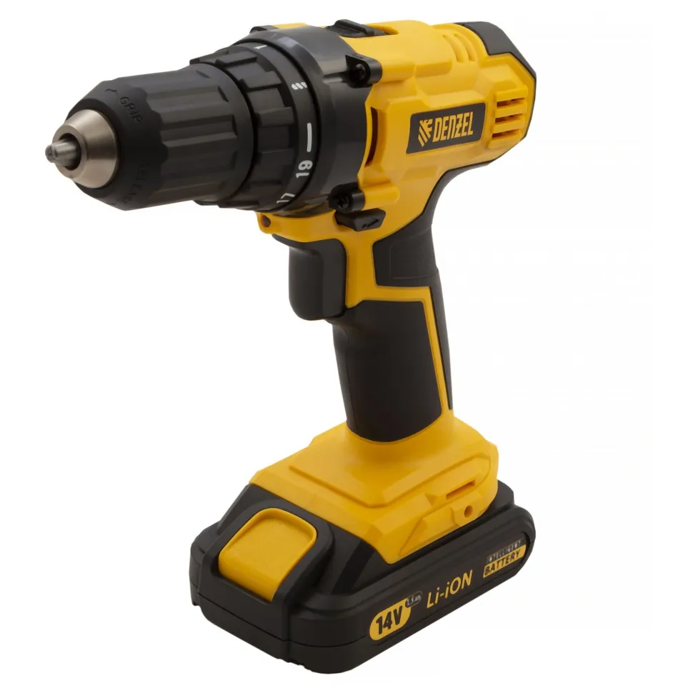 Дрель-шуруповерт аккумуляторная Denzel CDL-IB-14-02, Li-Ion, 14 В, 1.5 А*ч, 2 аккумулятора Дрель-шуруповерт аккумуляторная Denzel CDL-IB-14-02, Li-Ion, 14 В, 1.5 А*ч, 2 аккумулятора
