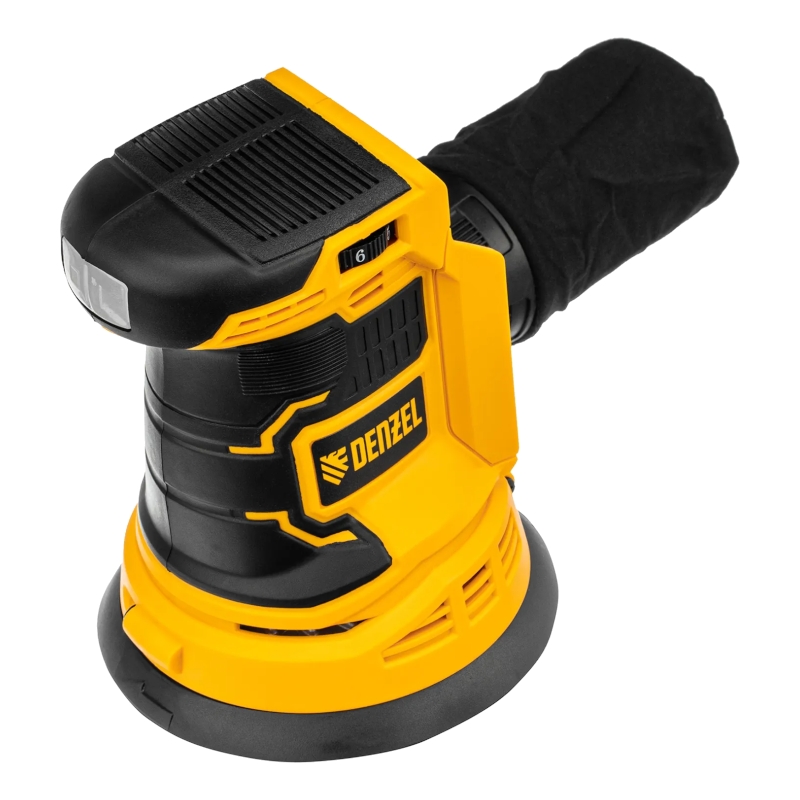Машина шлифовальная эксцентриковая аккумуляторная Denzel COS-125-0, 18В Li-Ion Машина шлифовальная эксцентриковая аккумуляторная Denzel COS-125-0, 18В Li-Ion