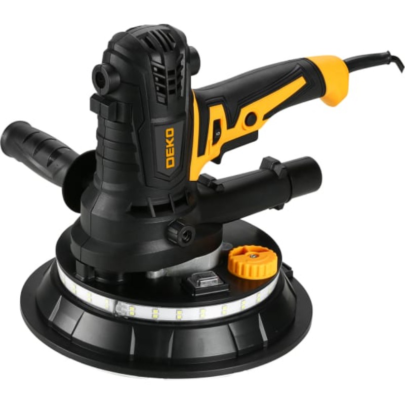 Шлифмашина эксцентриковая сетевая DEKO DKG900, 180 мм, 900 Вт, для стен и потолков, с LED подсветкой Шлифмашина эксцентриковая сетевая DEKO DKG900, 180 мм, 900 Вт, для стен и потолков, с LED подсветкой