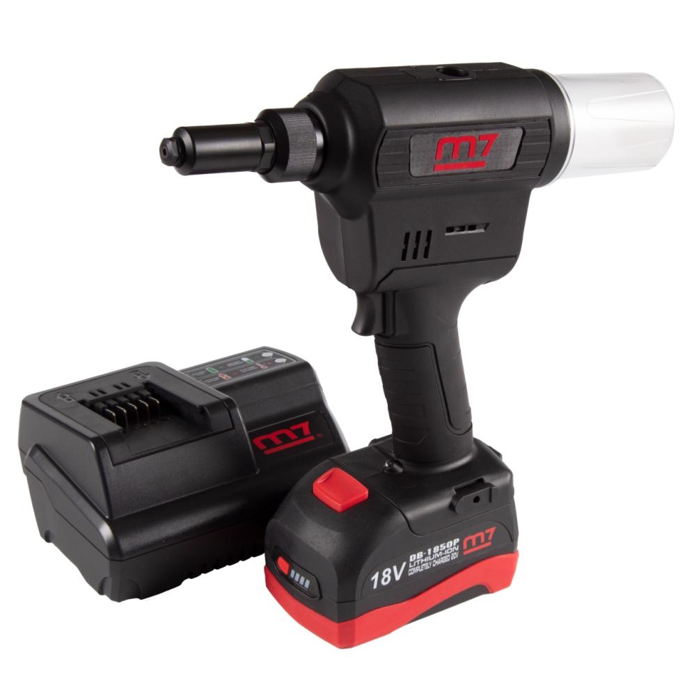 Заклепочник аккумуляторный MIGHTY SEVEN 2,4-6,4 мм, 18 В, 3 предмета, кейс