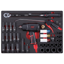 Набор пневмоинструмента MIGHTY SEVEN 1/2 с принадлежностями, кейс, 41 предмет (в комплекте часы)